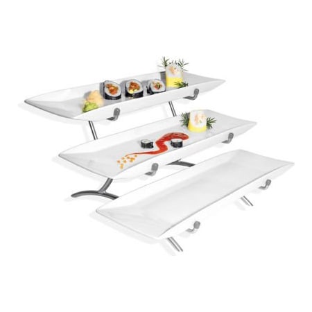 Cal-Mil Cal-Mil Prestige Porcelain Wide Frame 3 Tier Platter Wire Stand 18"W x 23"D x 12"H Plat. PP1033-39